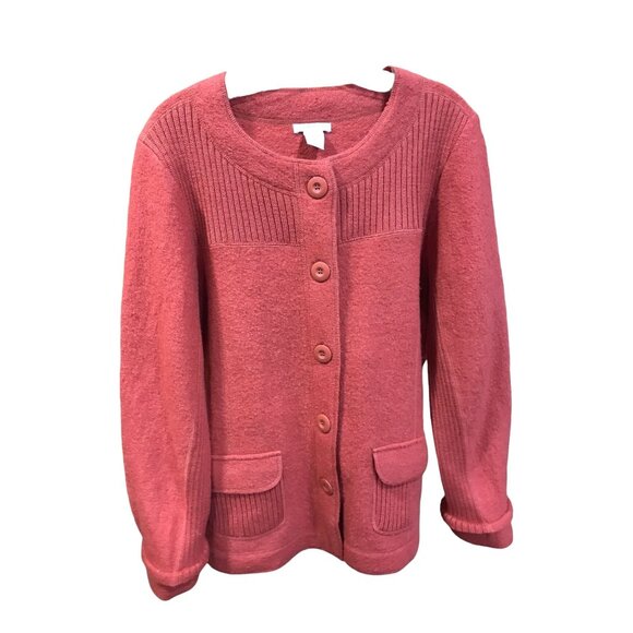 Laura Ashely Pumpkin Orange 100% Wool Button Down Long Sleeves - Picture 1 of 3